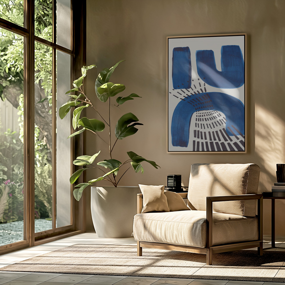 Canvas schilderi - Blue Magnet in de woonkamer