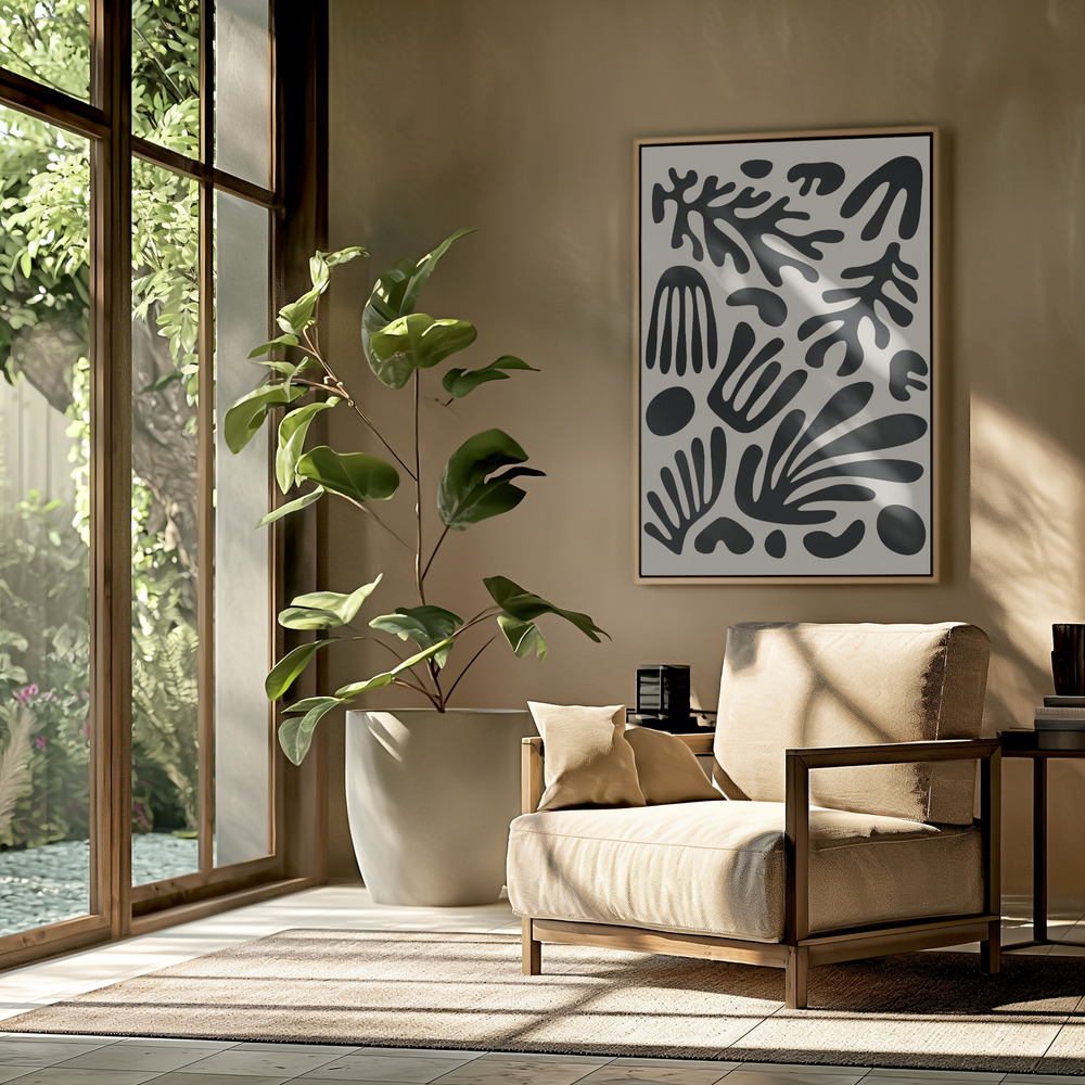 Canvas schilderi - Henri Matisse Black Algae Collection #3 in de woonkamer