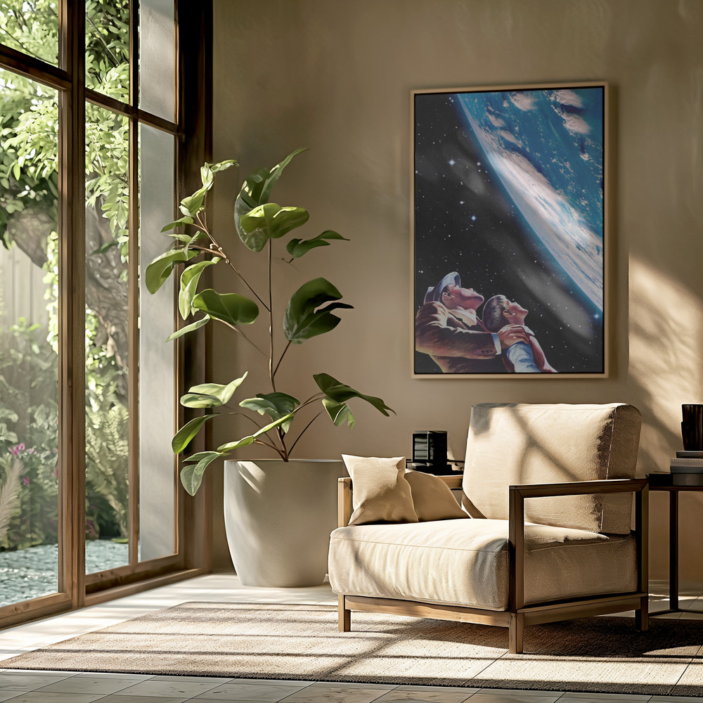 Canvas schilderi - Father and Son in de woonkamer
