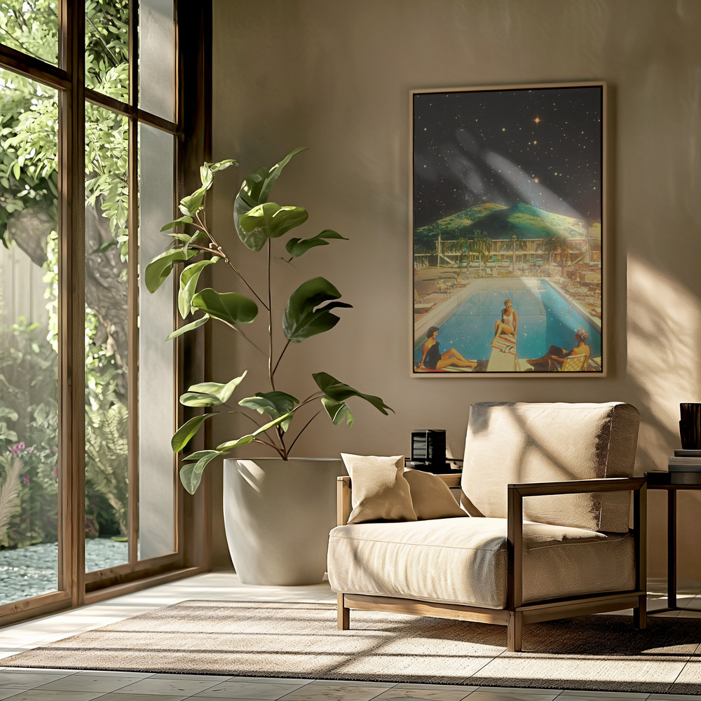 Canvas print - Space Pool in the livingroom