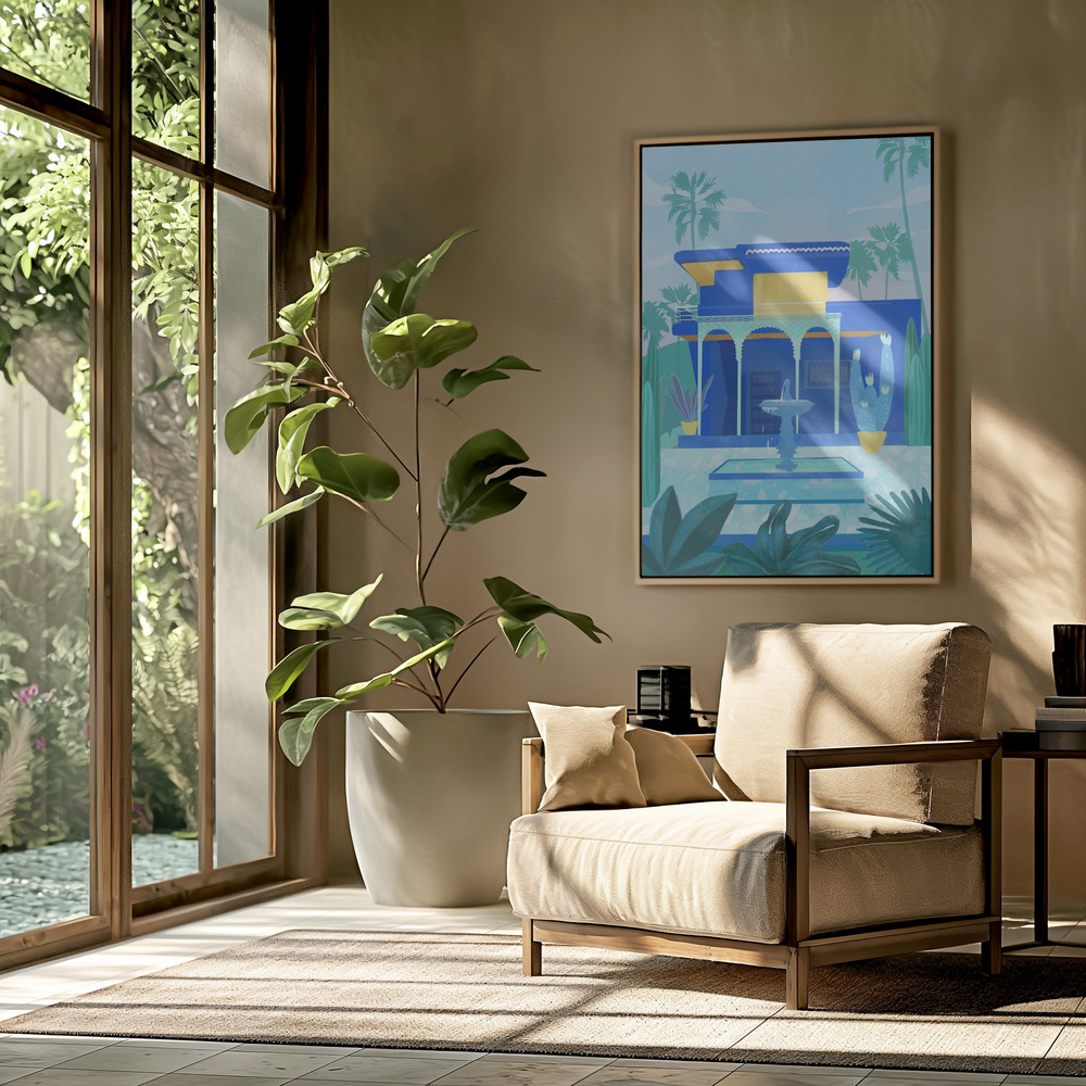 Canvas schilderi - Moroccan Garden in de woonkamer