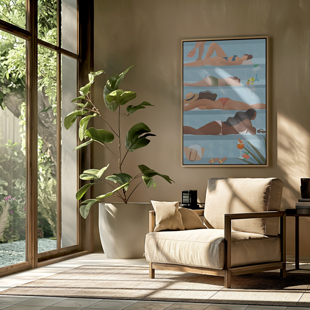 Canvas schilderi - Ladies by the pool in de woonkamer