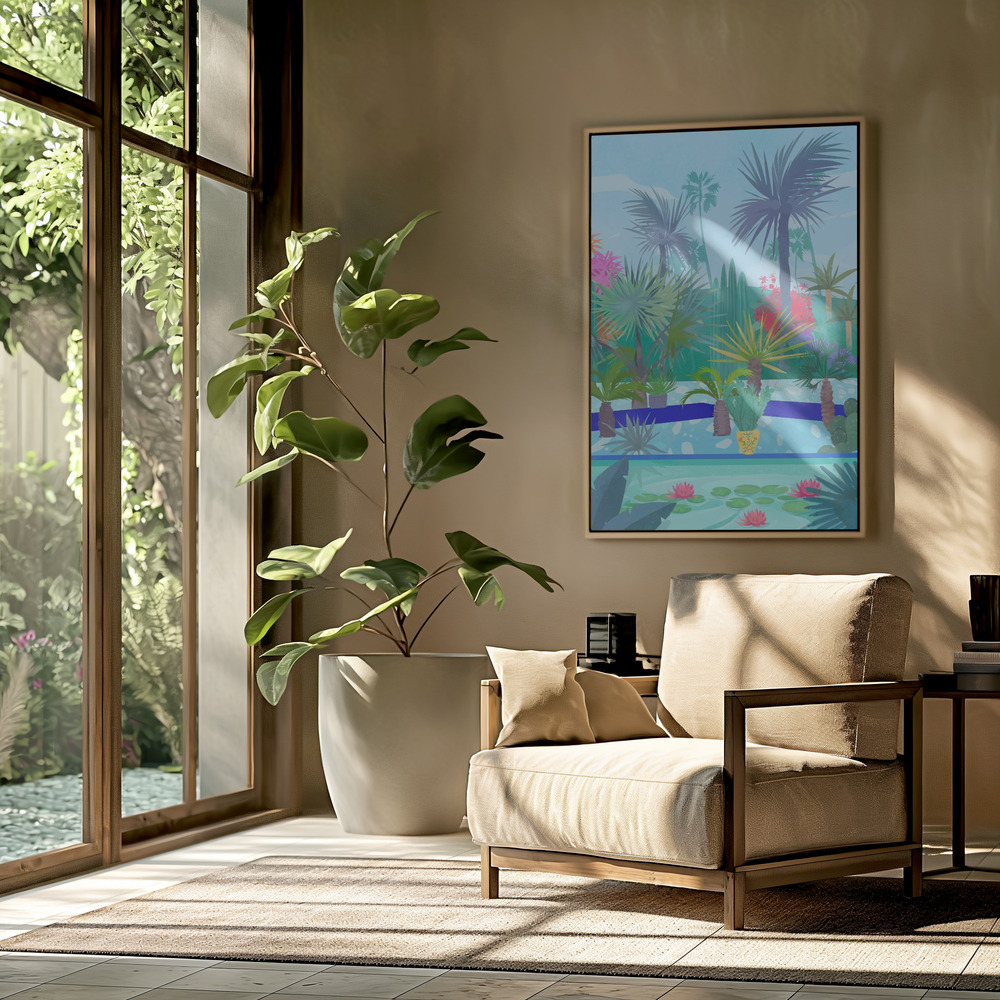 Canvas schilderi - Moroccan Garden in de woonkamer