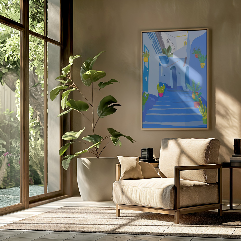 Toile - Blue city dans le salon