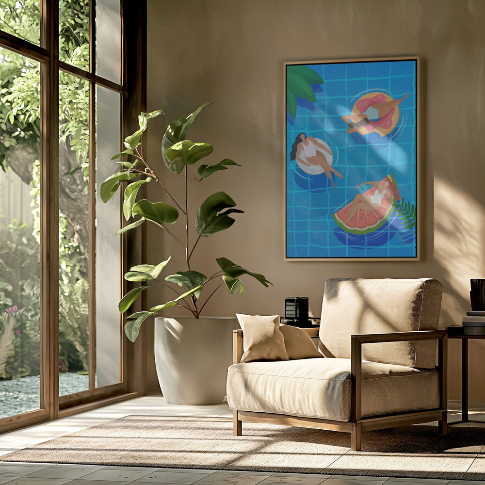 Canvas schilderi - Pool Ladies in de woonkamer
