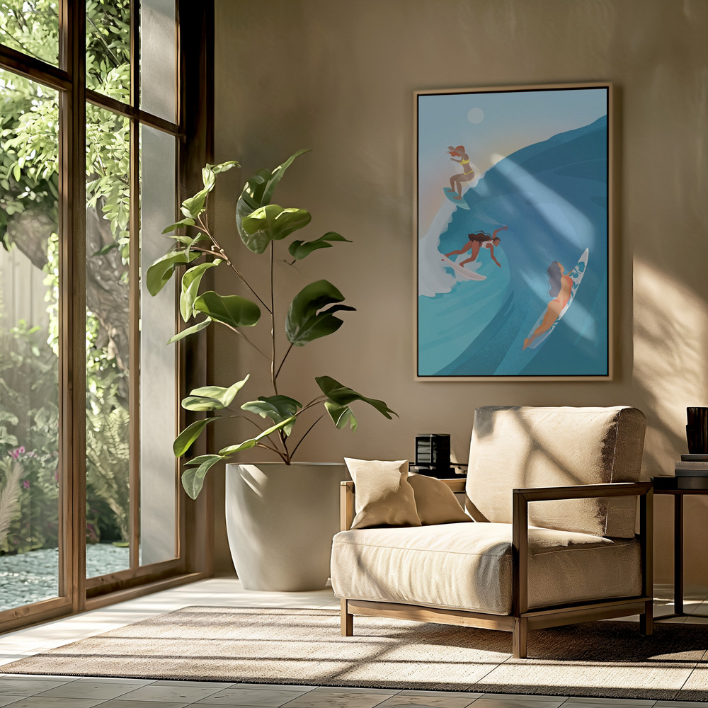 Canvas print - Surfers in the livingroom