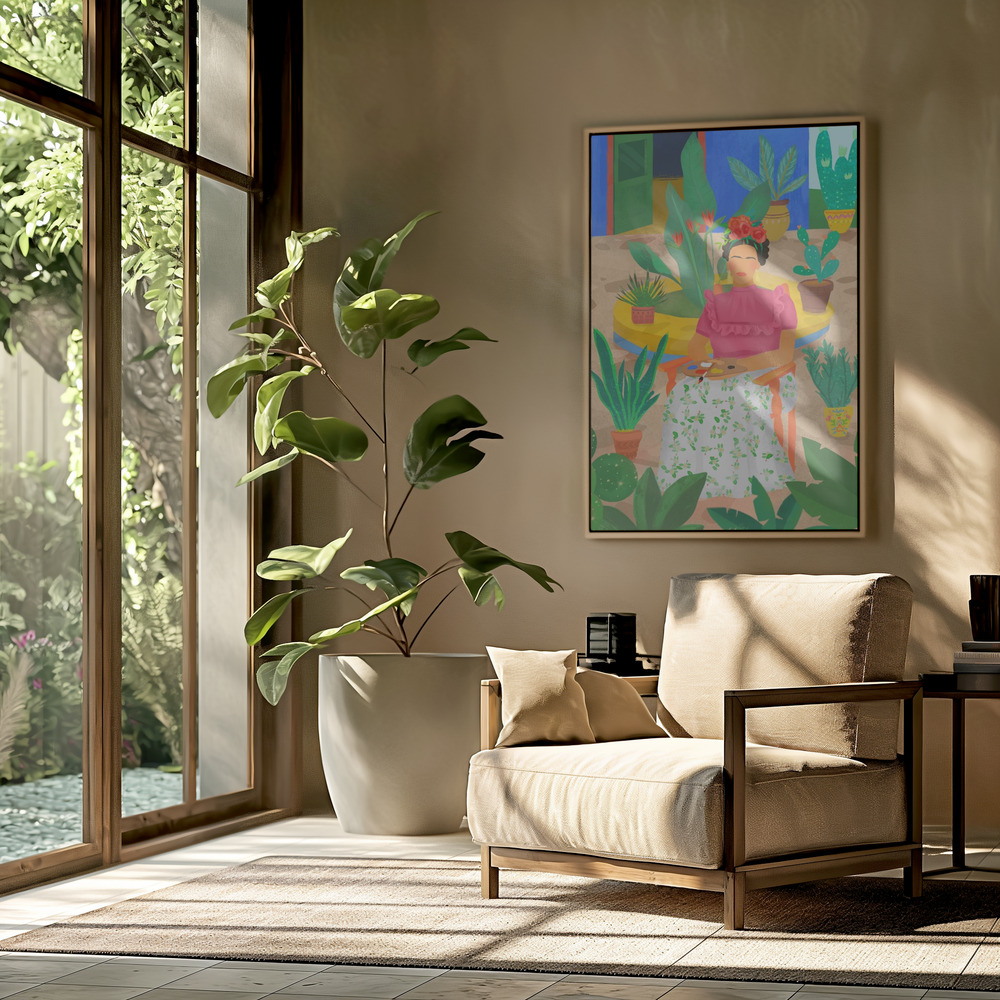 Canvas schilderi - Frida in de woonkamer