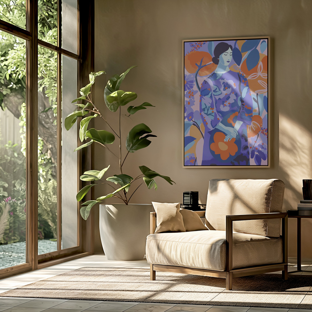 Canvas print - Woman In Flower Garden in the livingroom