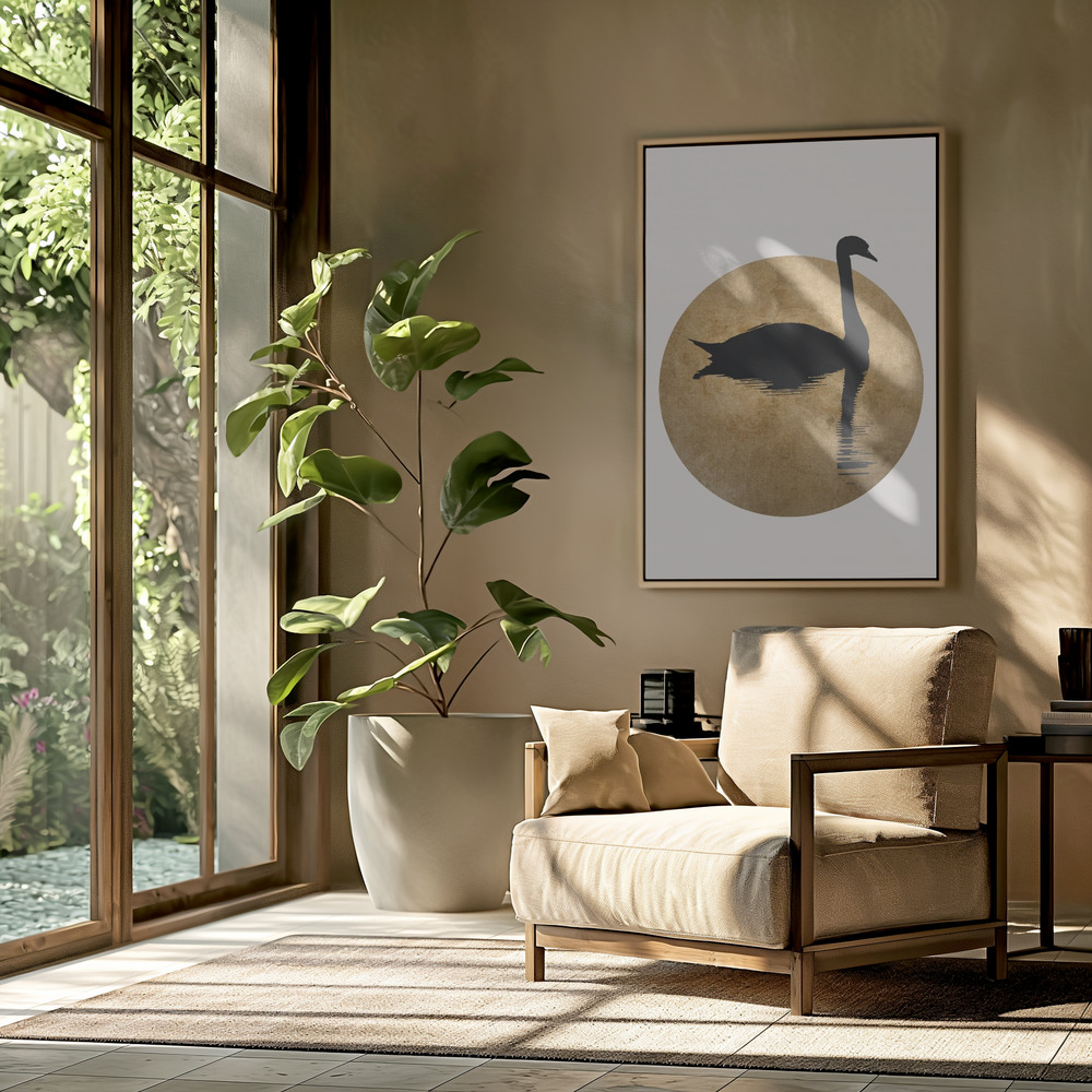 Canvas print - The Swan Gold in the livingroom