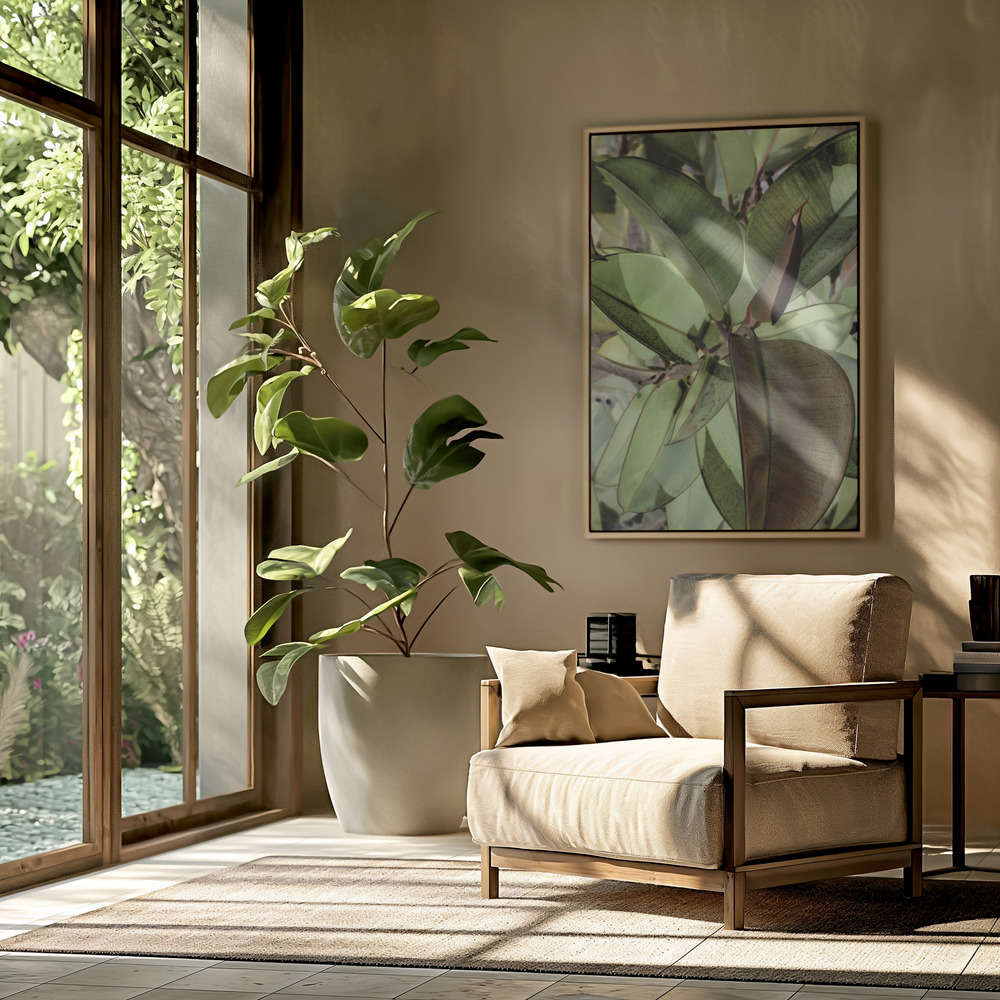 Canvas schilderi - Ficus Elastica in de woonkamer
