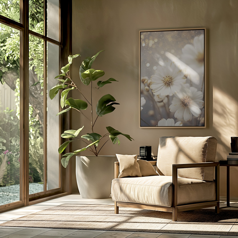 Canvas print - Pastel Flowers No 3 in the livingroom