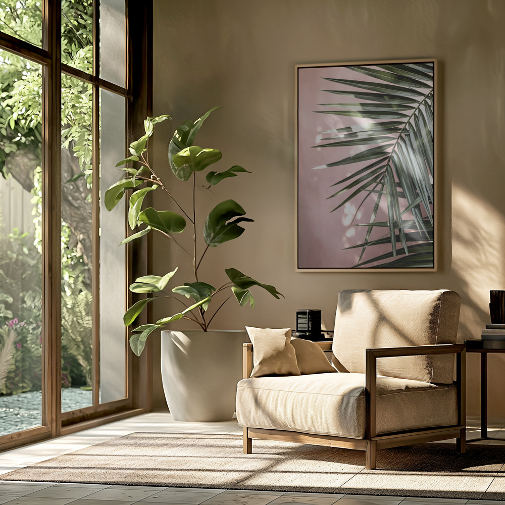 Canvas schilderi - Palm Leaves 23 in de woonkamer