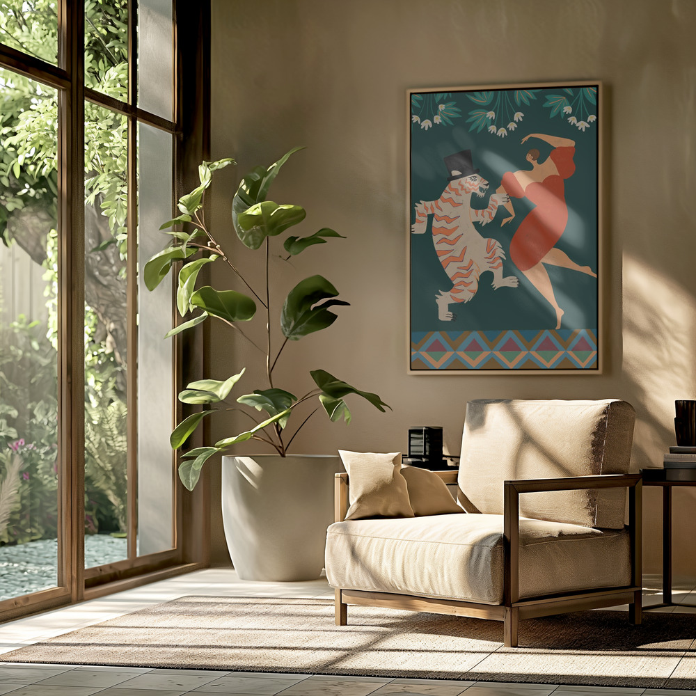 Toile - A Date With a Wild Cat dans le salon