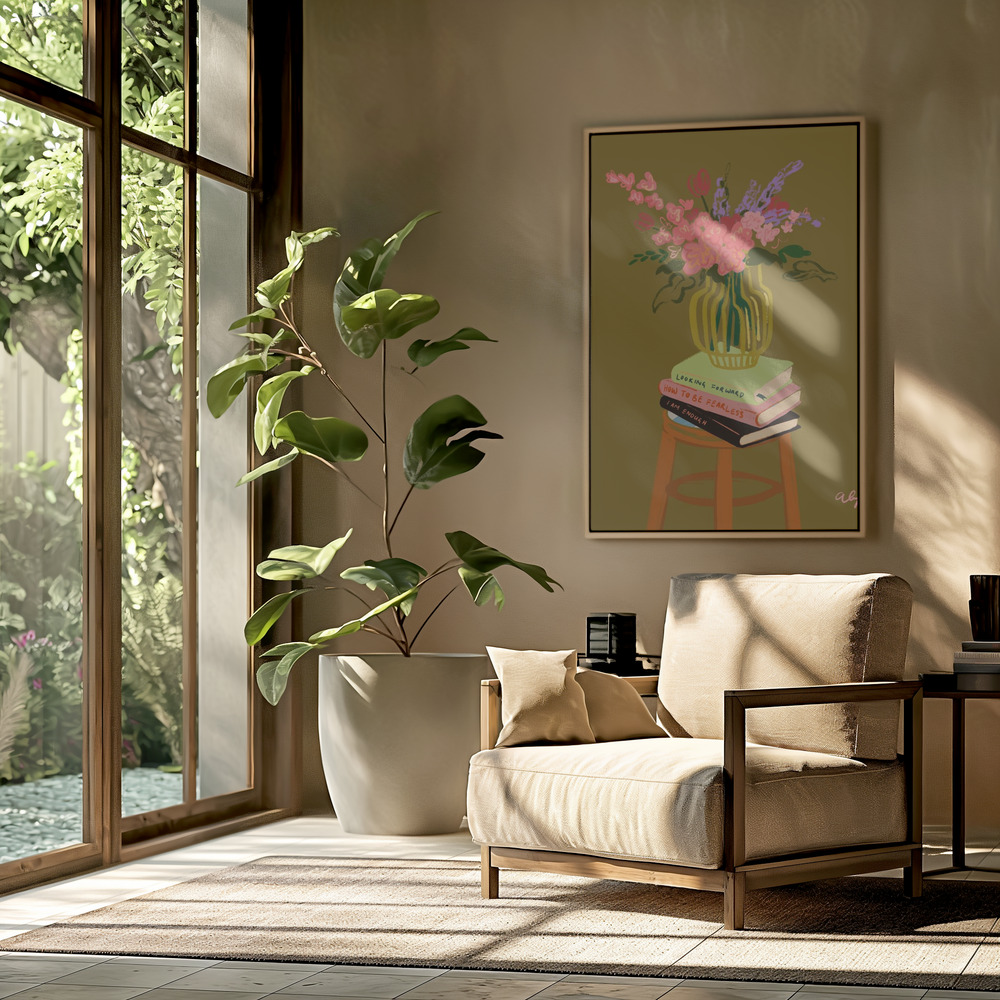 Canvas schilderi - Floral Vase in de woonkamer