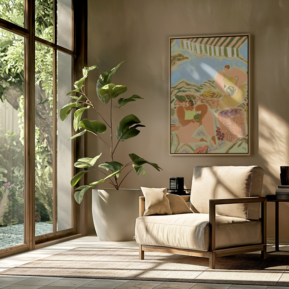 Canvas schilderi - Fruit Stand in de woonkamer