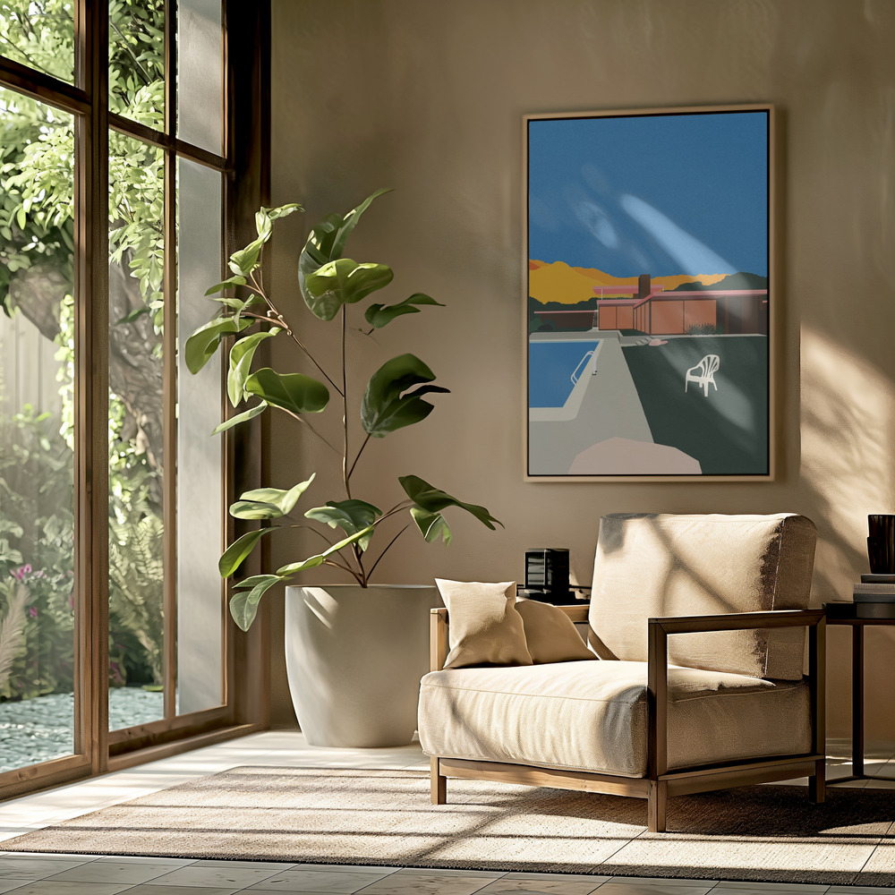 Canvas taulu - Kaufmann Desert House Poolside olohuoneessa