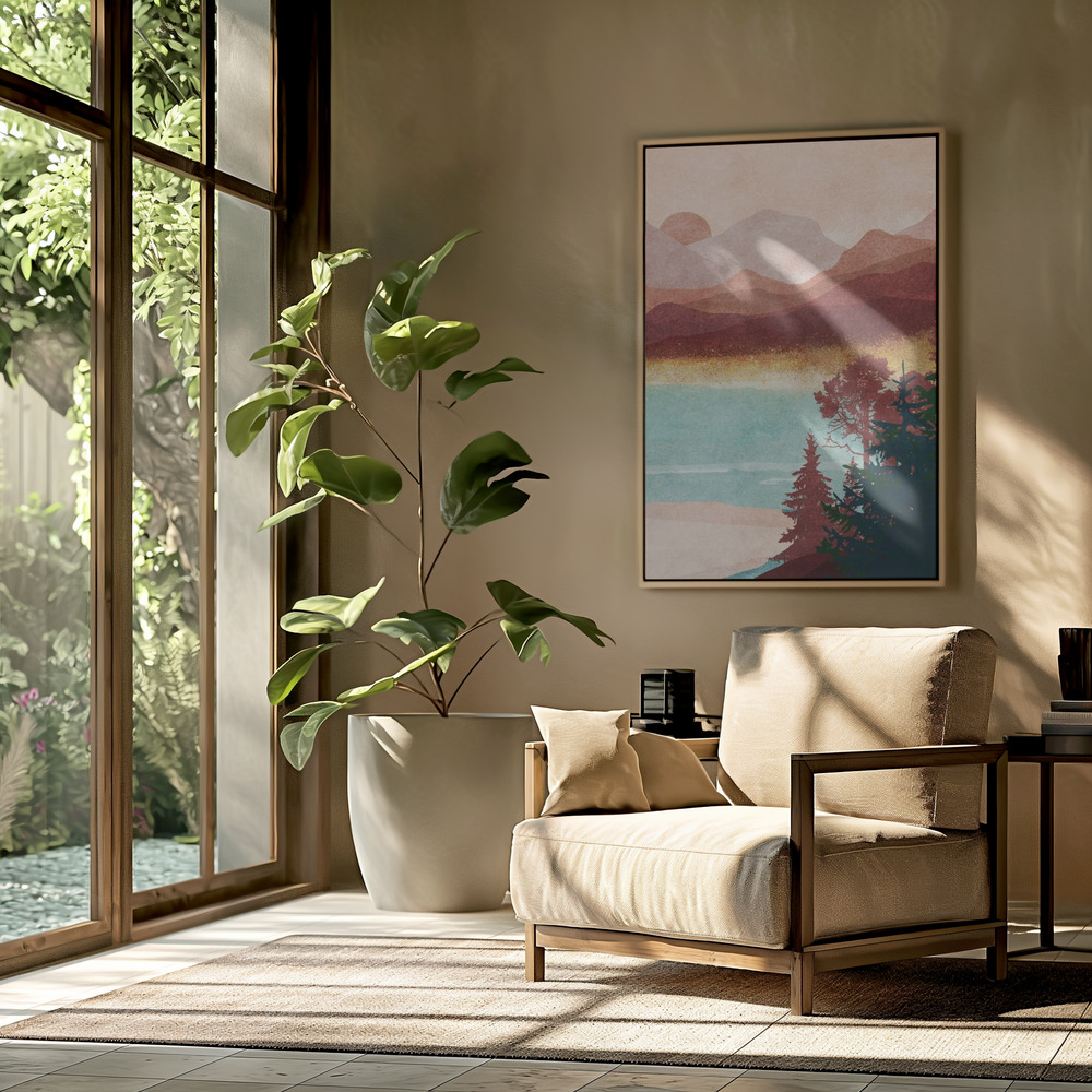 Canvas print - Misty Mountain Dawn in the livingroom