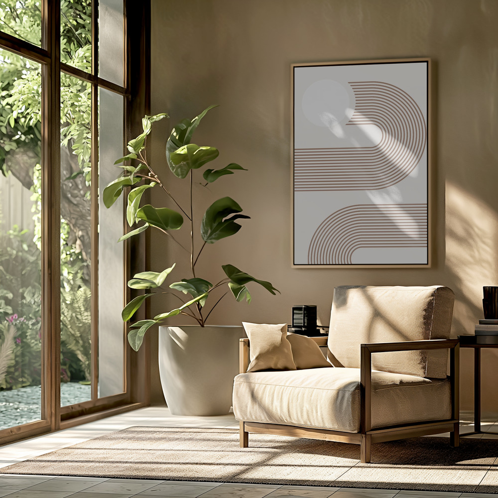 Canvas schilderi - Beige Arc Poster - No.2 in de woonkamer