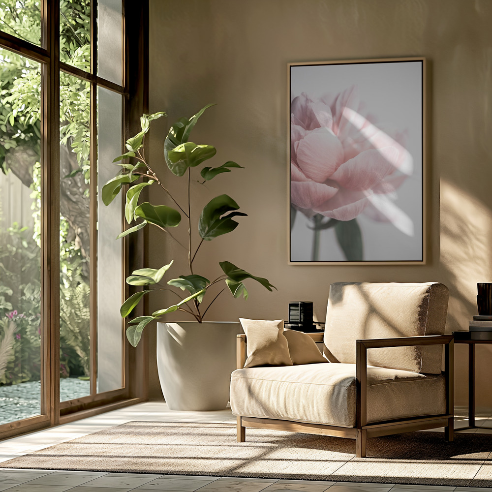 Canvas schilderi - Peony 3 in de woonkamer