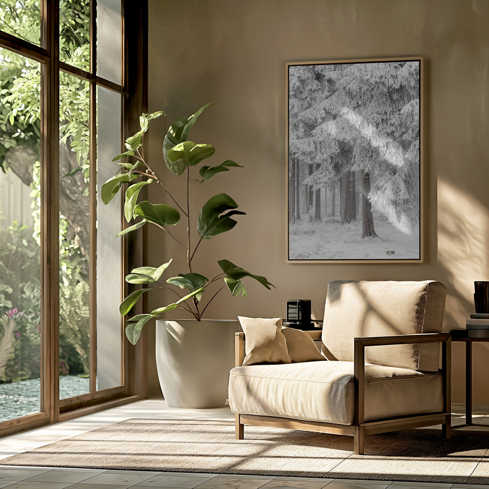 Canvas schilderi - Winter Forest 2 in de woonkamer