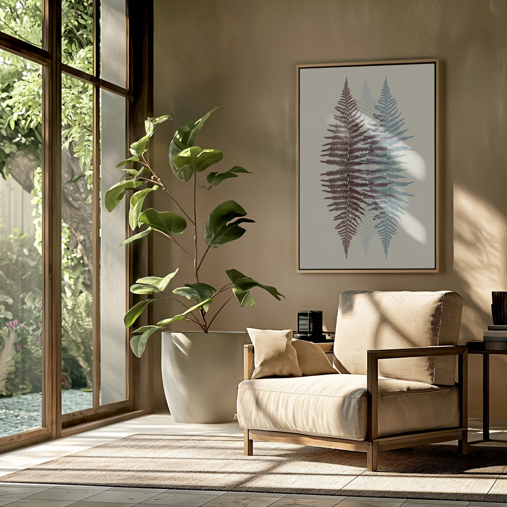 Toile - Chocolate and Teal Fern dans le salon