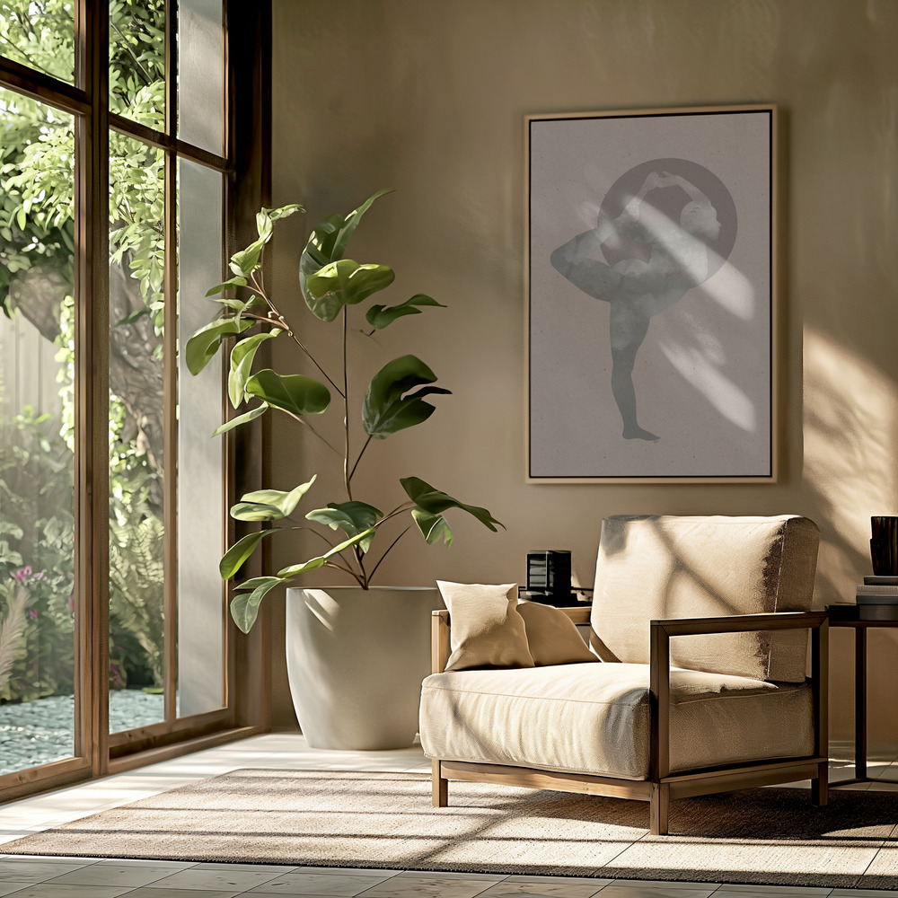 Canvas schilderi - Namaste yoga in de woonkamer