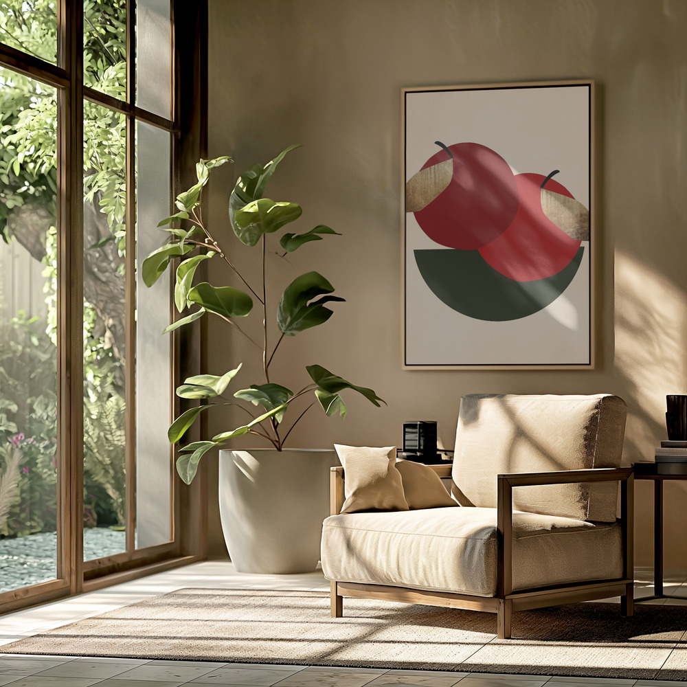Canvas schilderi - Two Red Apples in de woonkamer