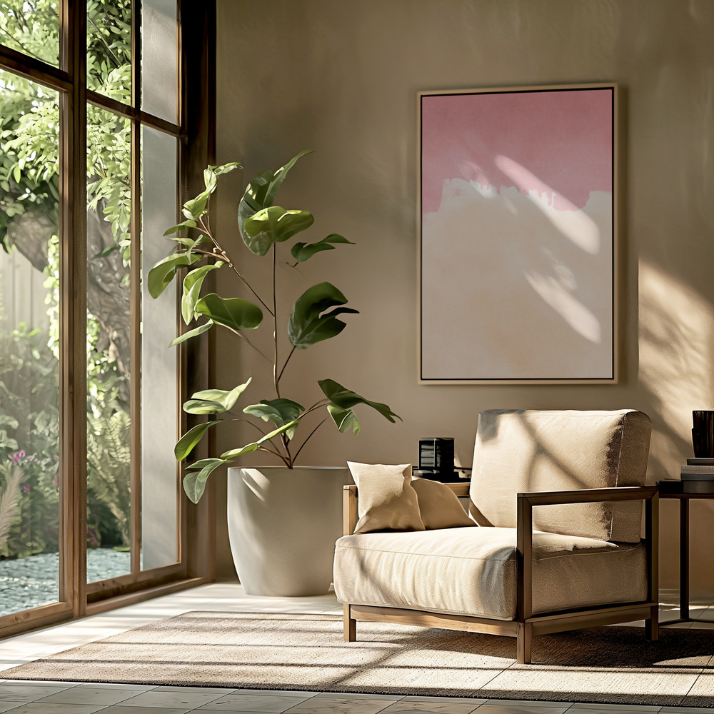 Toile - PEACHY PINK SKIES dans le salon