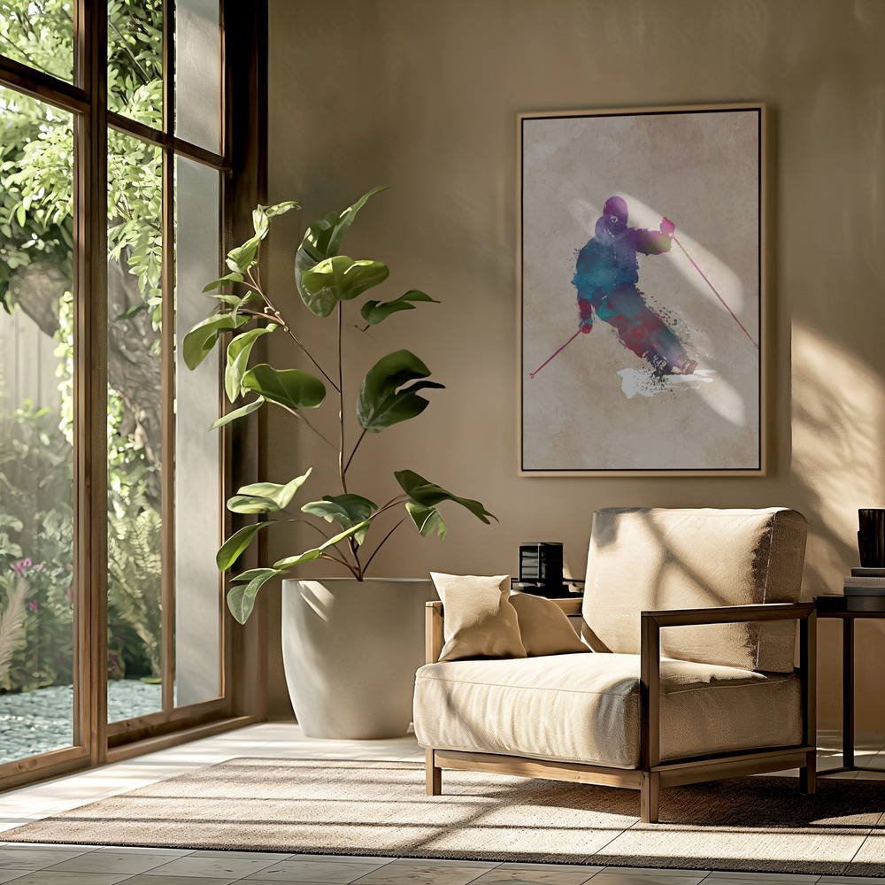 Canvas schilderi - Ski Sport Art 1 in de woonkamer
