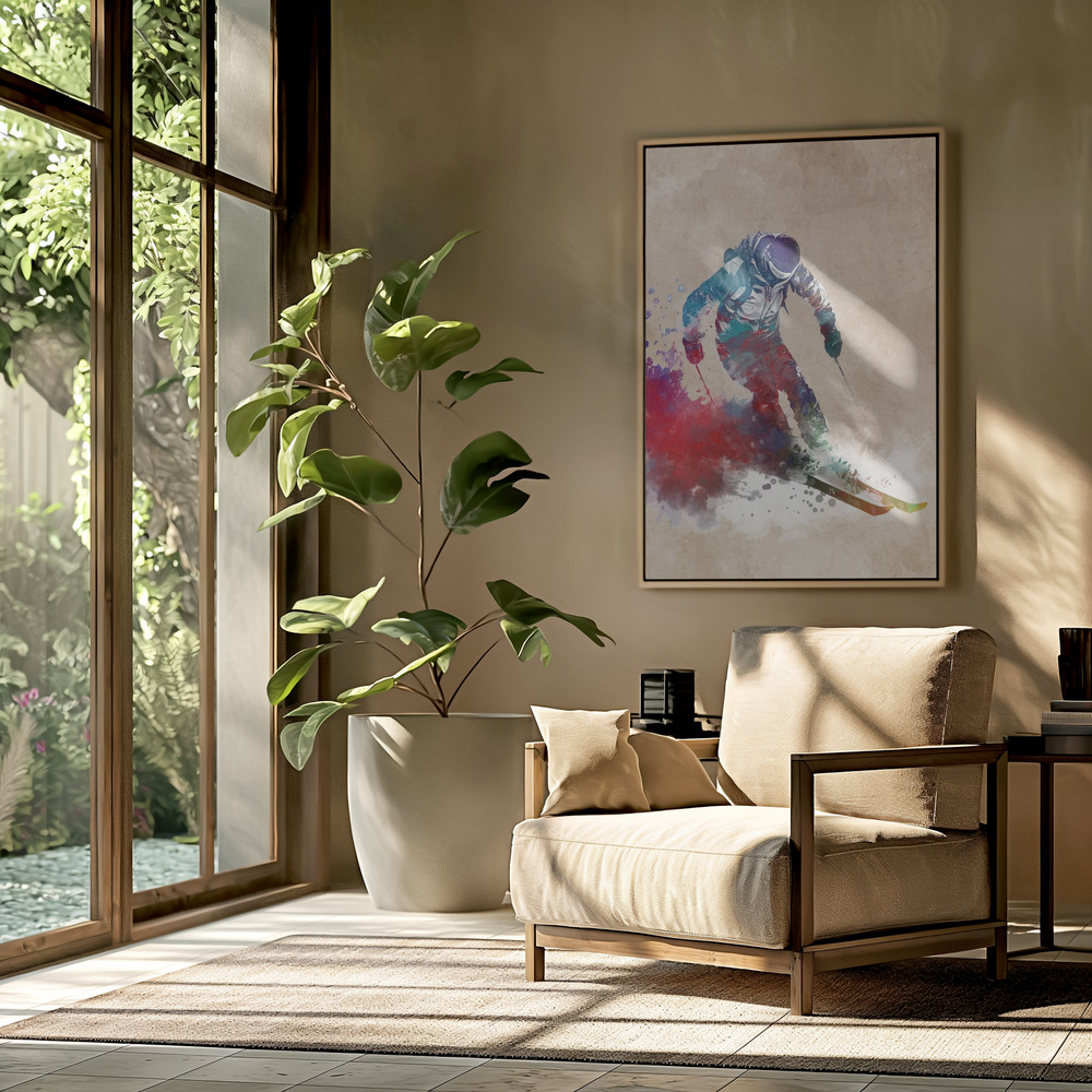 Canvas taulu - Ski Sport Art 3 olohuoneessa
