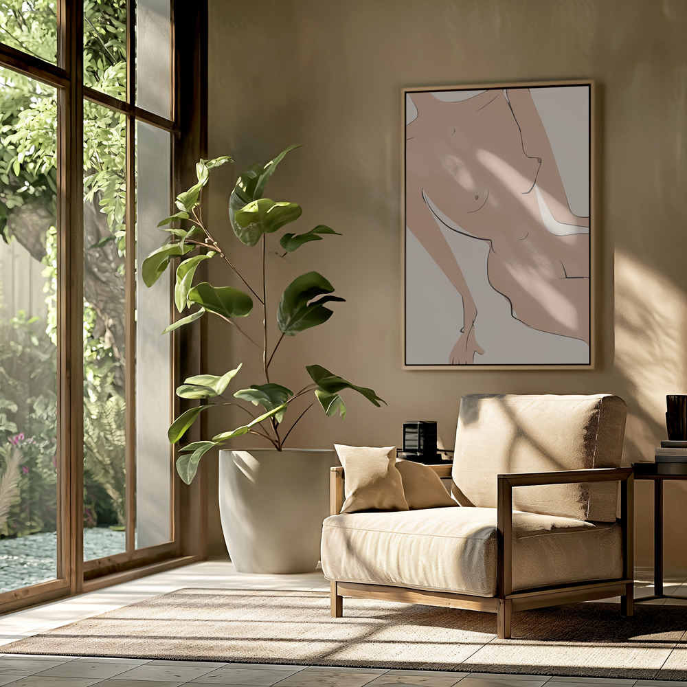 Canvas schilderi - Leaning Nude in de woonkamer