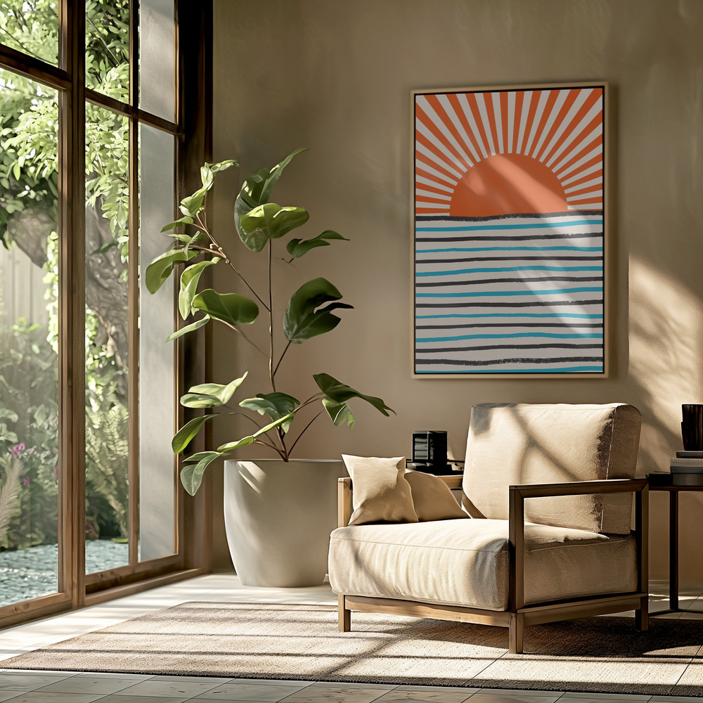 Canvas taulu - Red Sun and Sea olohuoneessa
