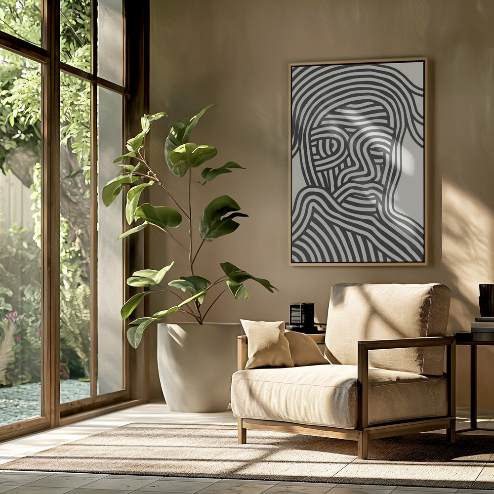 Canvas schilderi - Stripe Portrait in de woonkamer