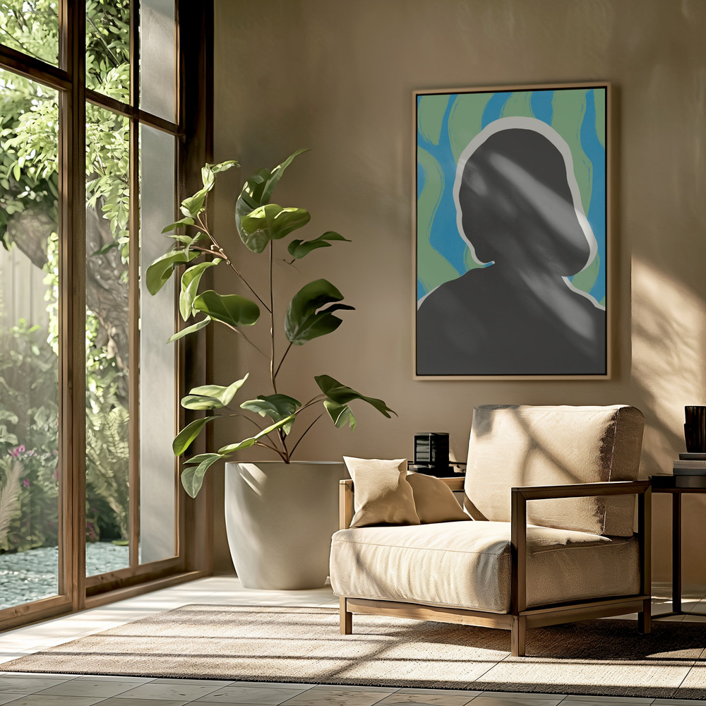 Canvas schilderi - Anonymous Portrait In Cool Colors in de woonkamer