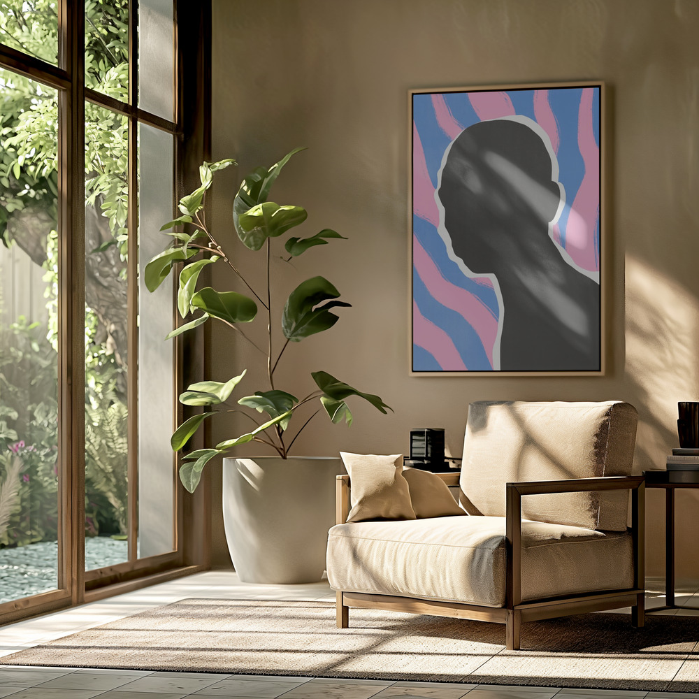 Canvas schilderi - Anonymous Portrait In Stripes in de woonkamer
