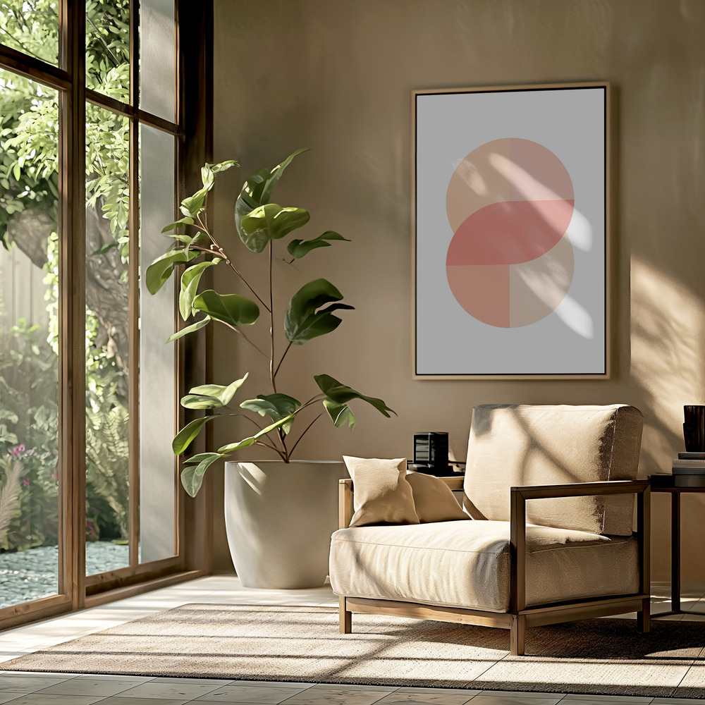 Canvas schilderi - Peach 41 in de woonkamer
