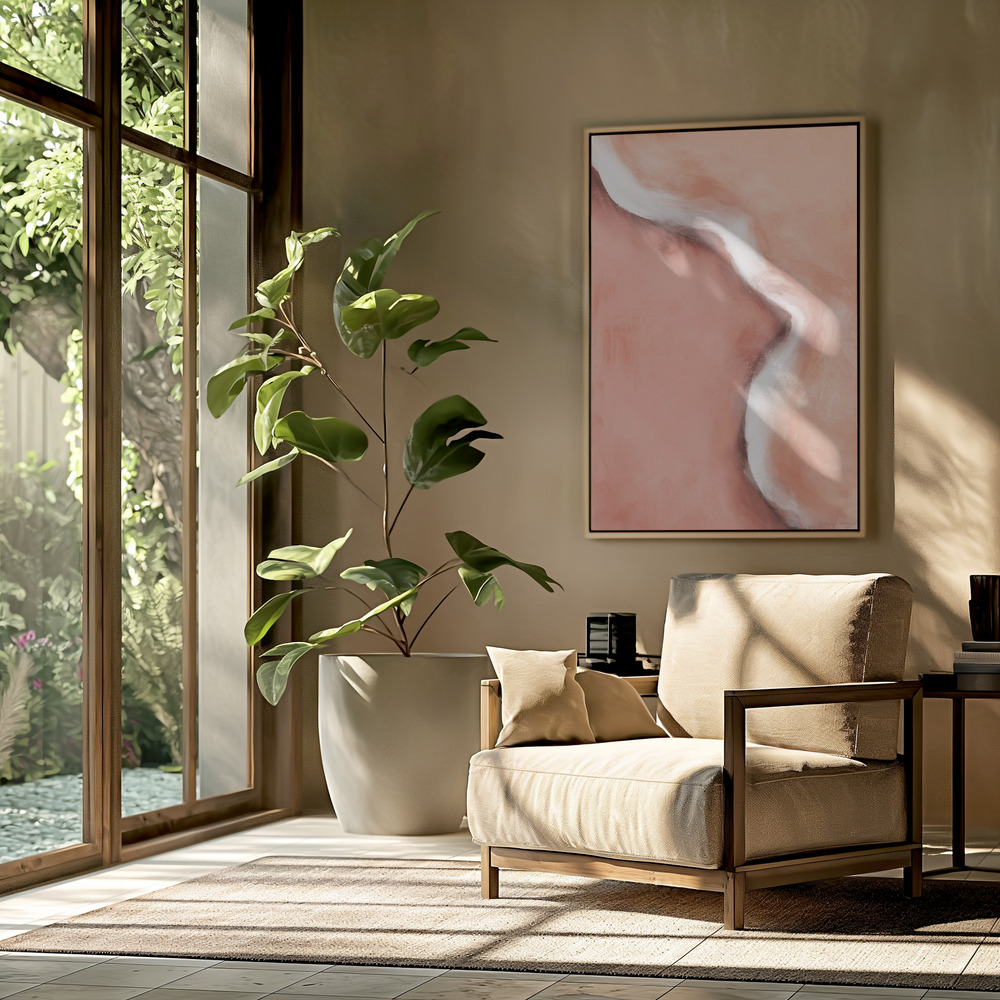 Canvas print - Peachy Wave in the livingroom