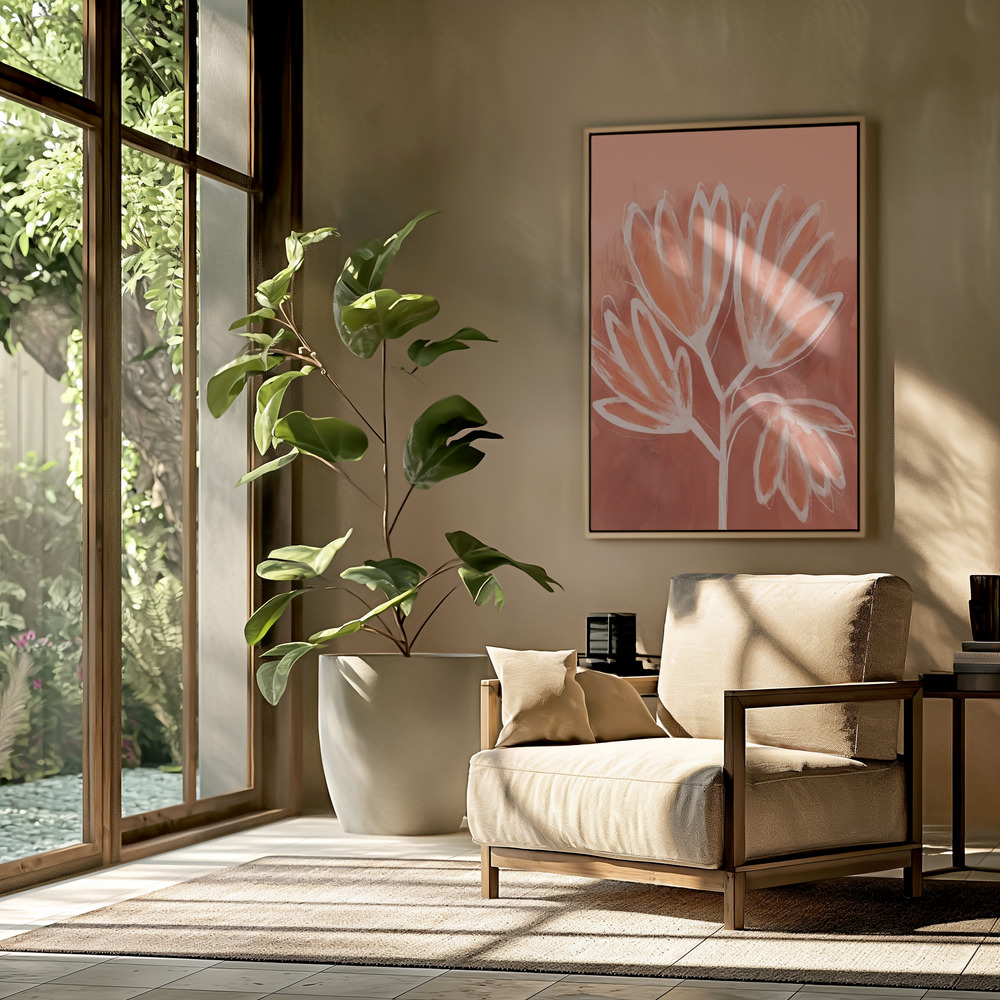 Canvas print - Peachy Flowers in the livingroom