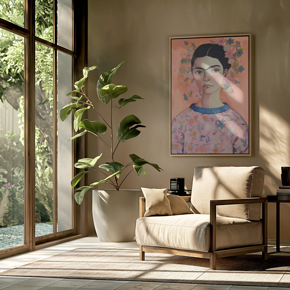 Canvas print - Young Frida (Peach) in the livingroom