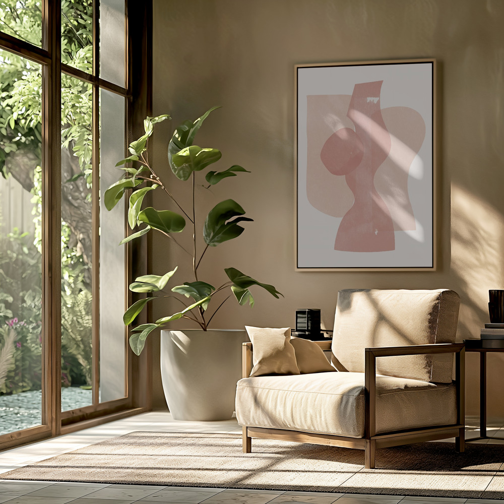 Toile - Peach Paper Cut Composition No.1 dans le salon