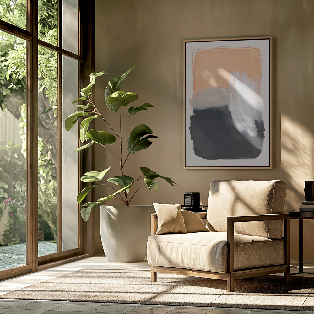 Canvas schilderi - Abstract Brush Strokes 122 in de woonkamer