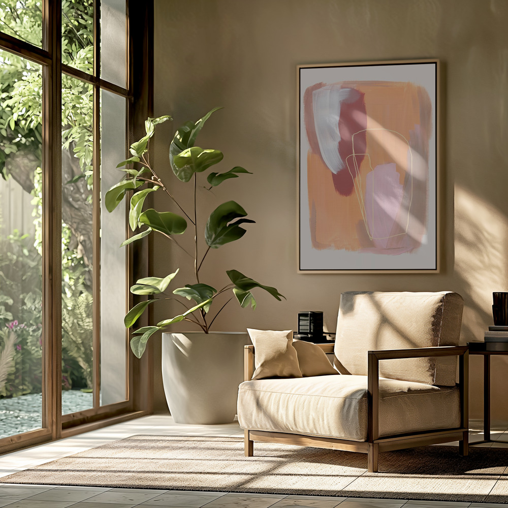 Canvas schilderi - Abstract Brush Strokes 125 in de woonkamer