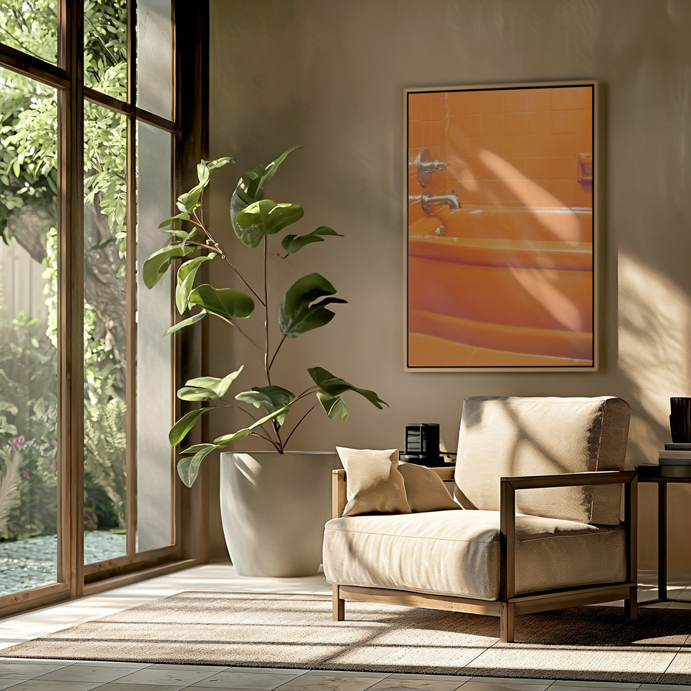Canvas schilderi - Orange Tub in de woonkamer