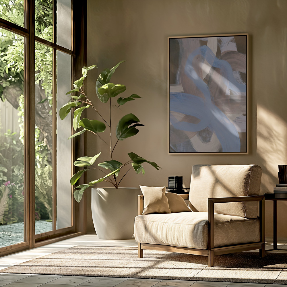 Canvas schilderi - Abstract Brush Strokes 124X in de woonkamer