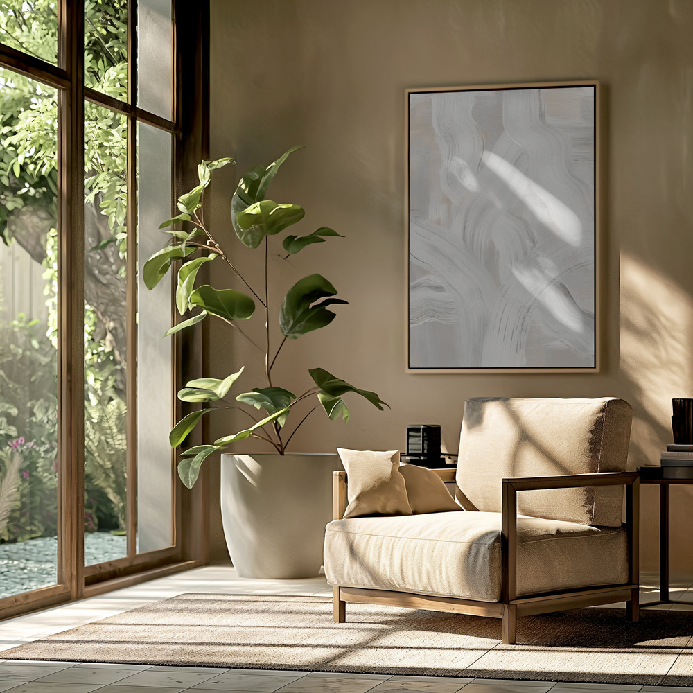 Canvas schilderi - Abstract Brush Strokes 126 in de woonkamer