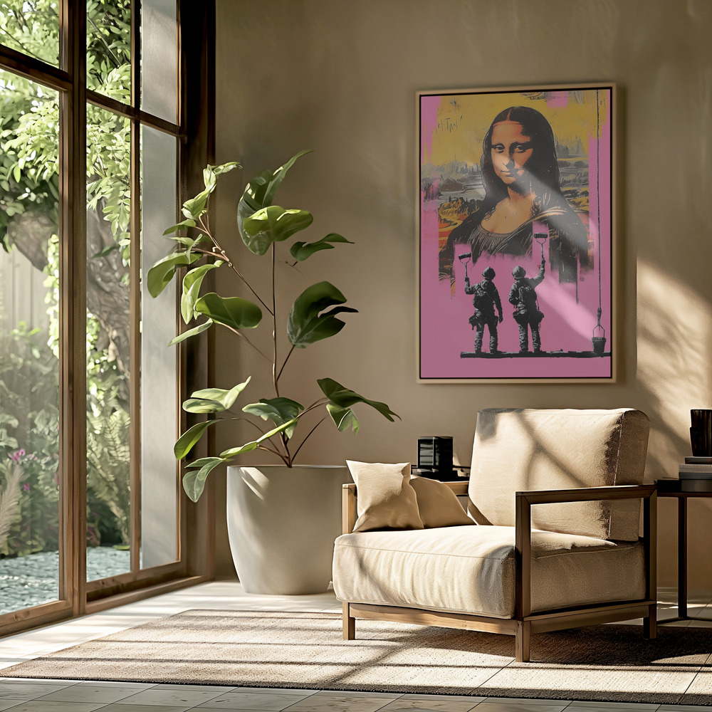 Canvas print - Pink Monalisa in the livingroom