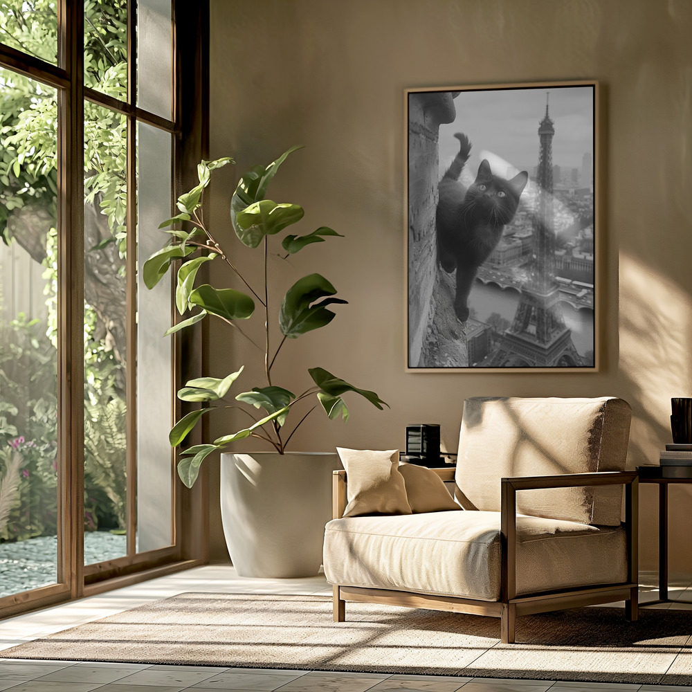 Canvas print - Kitty in Paris in the livingroom