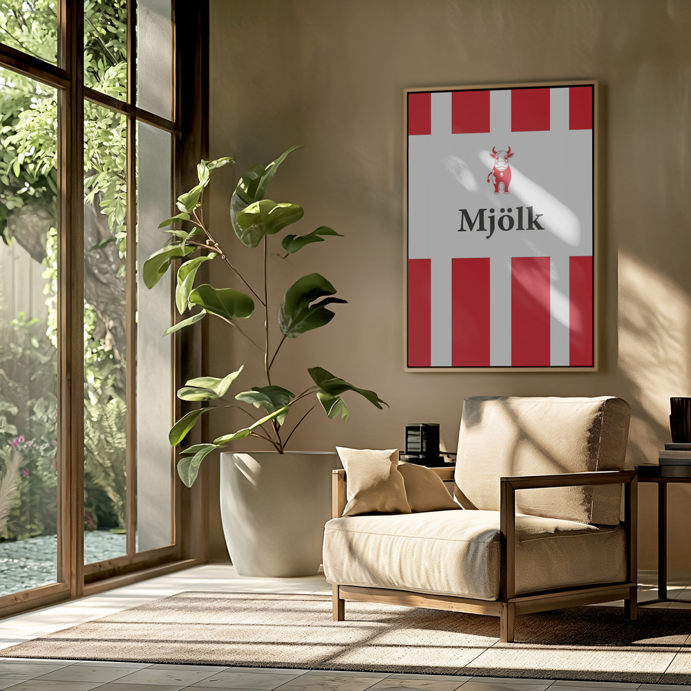 Toile - Mjölk Röd dans le salon
