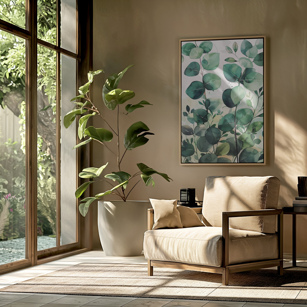 Canvas schilderi - Nature Flowers and Leaves Watercolor Art (5) in de woonkamer