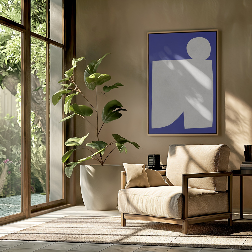 Canvas schilderi - Blue and white art 2 in de woonkamer